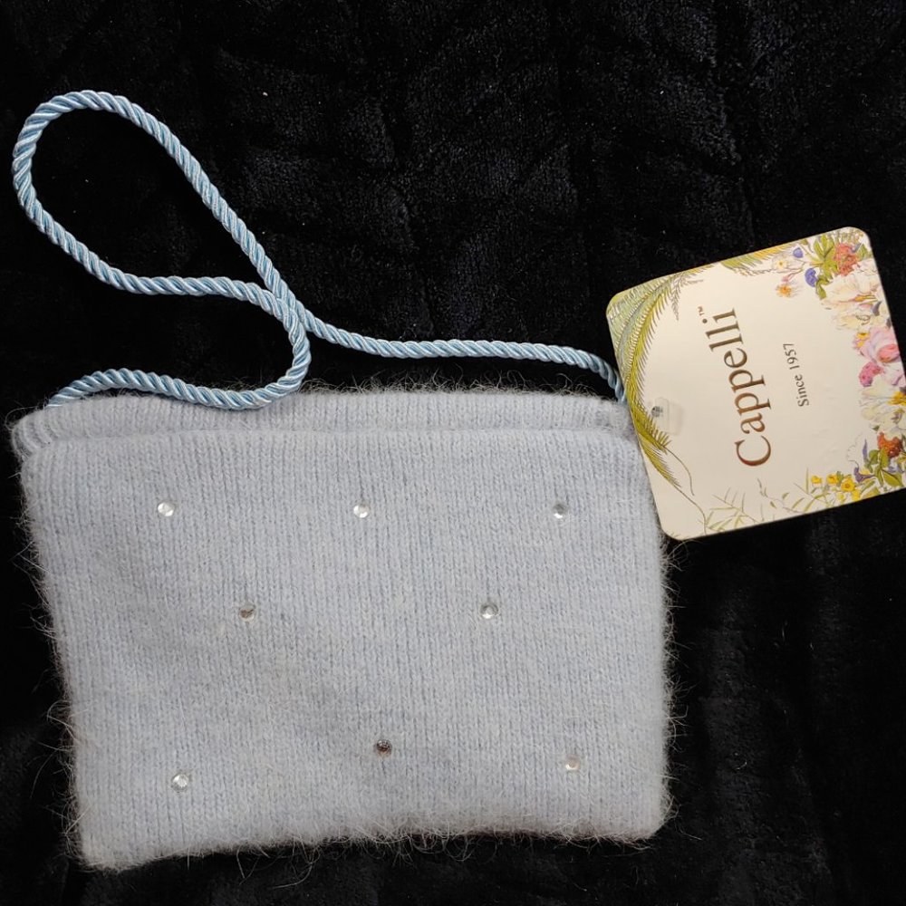 CAPPELLI Knitted Powder Blue Angora, Zipper Top